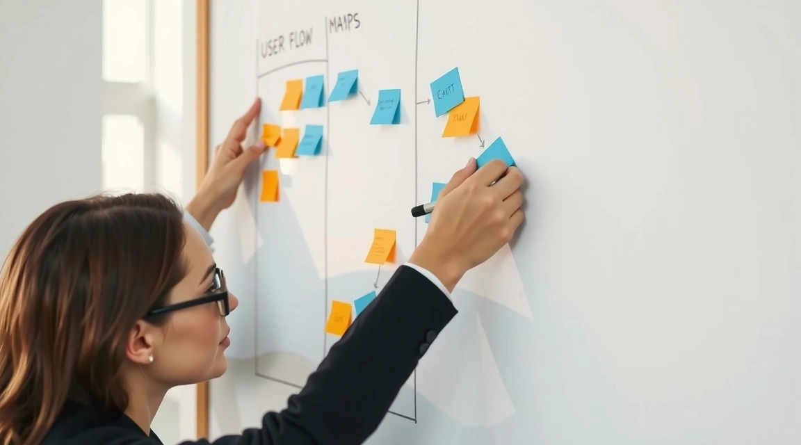Mapping user flows on the research wall
