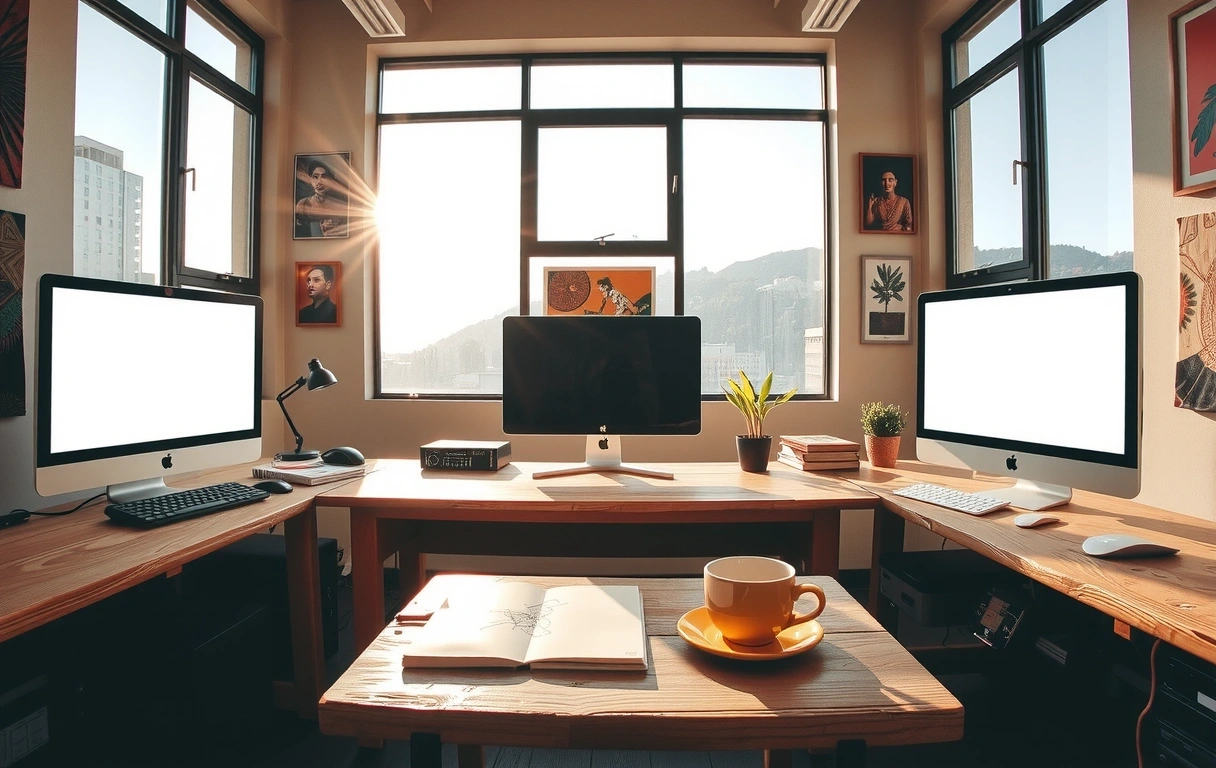 Interior of uxpira studio workspace in Bogotá with natural light